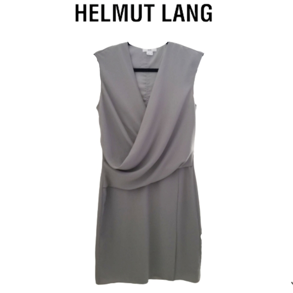 Helmut Lang Dresses & Skirts - Helmut Lang Glassy Shirting Draped Dress womens size small SP charcoal gray